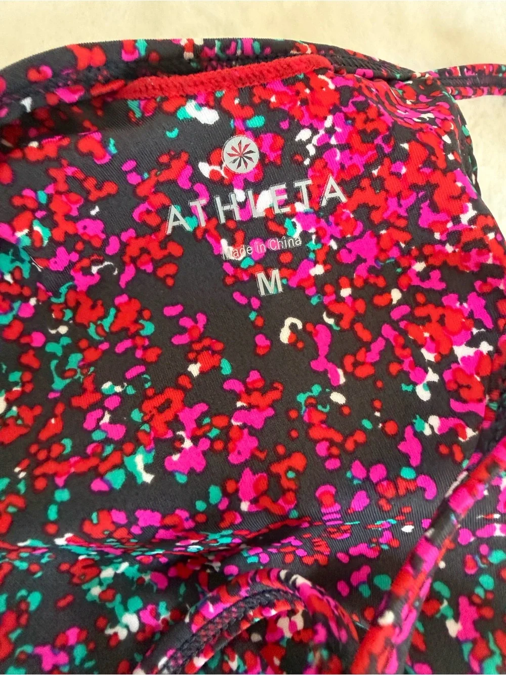 Athleta Size Medium Magenta Multi-Color Confetti Tankini & Bikini Set